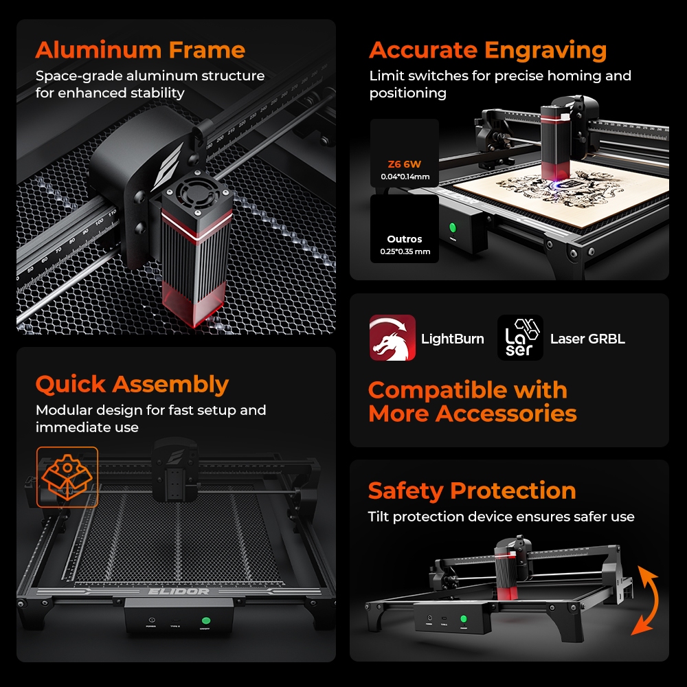 ELIDOR Z6 6W lasergraveerder e - Laser Engraving Software recensie en prijs